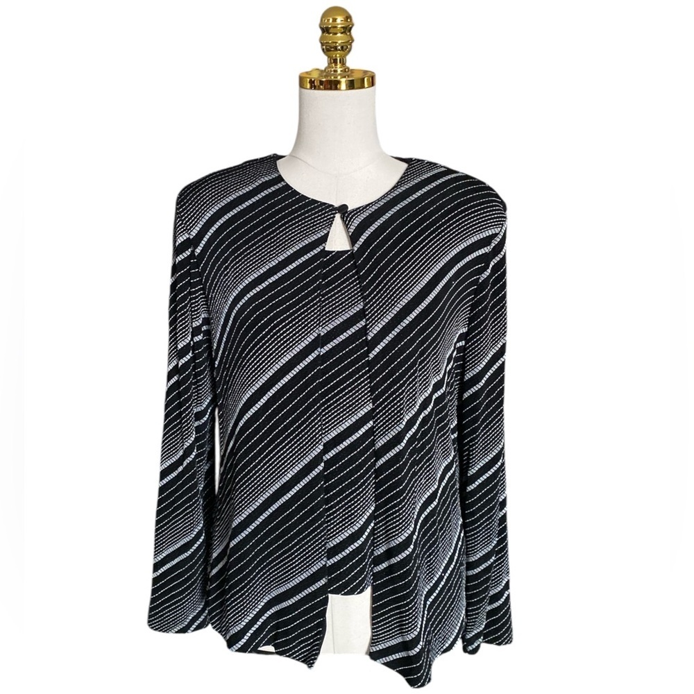 XSCAPE by Laurence Kurtz Women's Vintage 90s Black Striped 2 Piece Jacket Size L